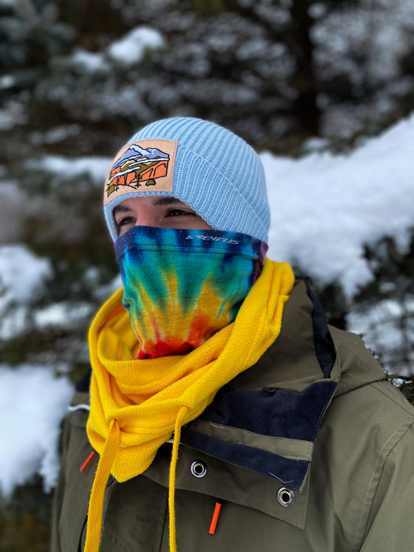 more mountains sustainable fine rib knit beanie | light blue