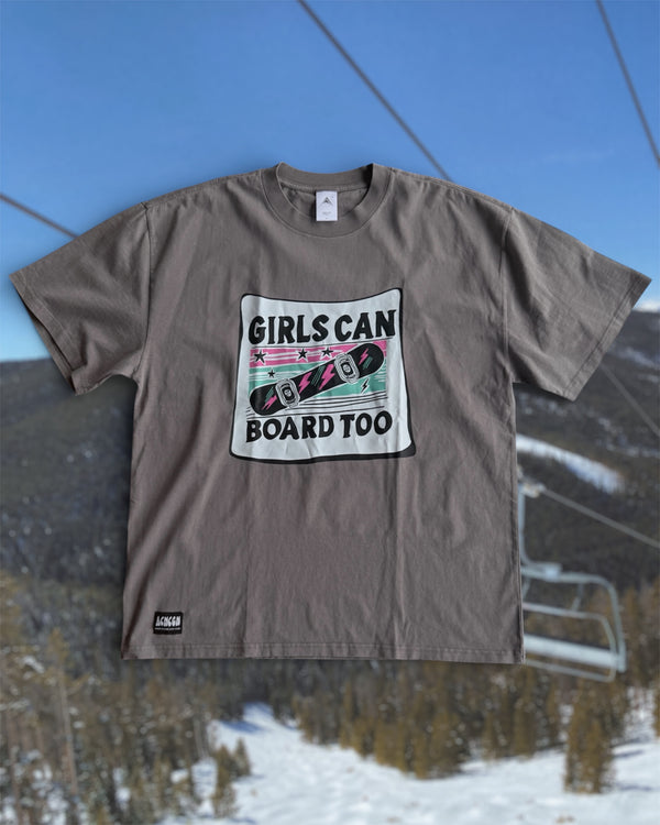 Girls Can Board Too Faded Tee