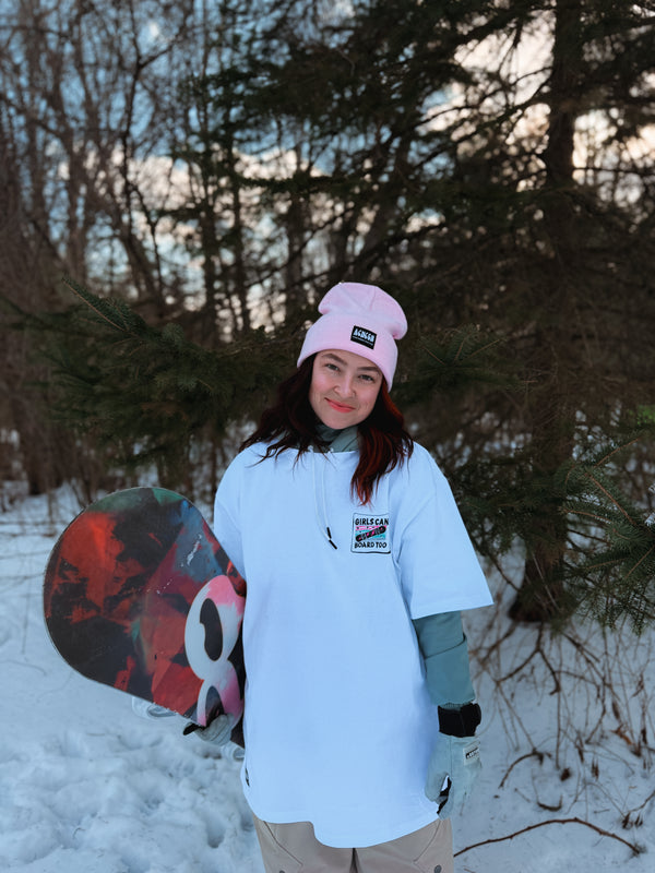 Girls Can Board Too Heavy Tee