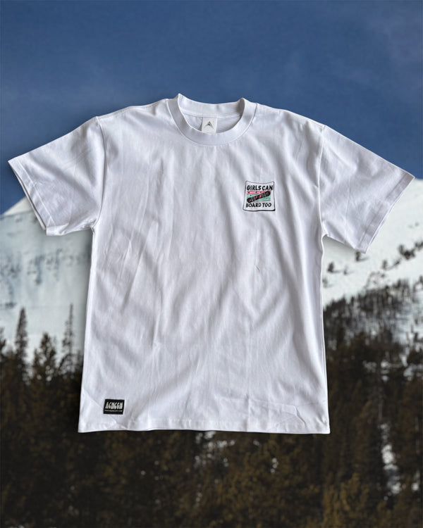 Girls can board too heavy tee