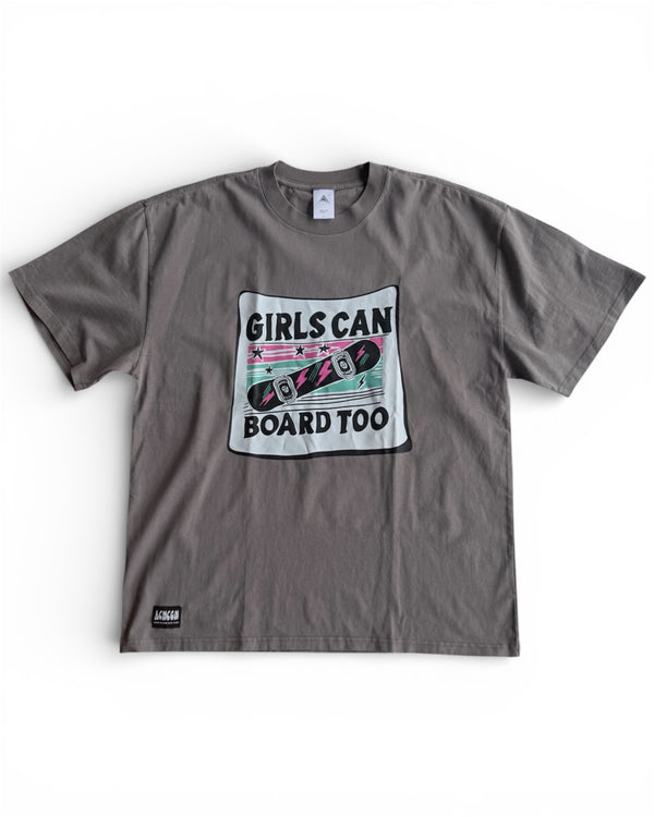 Girls Can Board Too Faded Tee